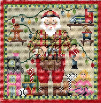 KCN185-18 Santa's Workshop Square 5"w x 5"h 18 Mesh KELLY CLARK STUDIO, LLC