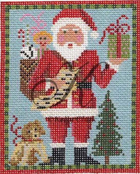 KCN107 Classic Santa w/ Puppy 5"w x 6.5"h 13 Mesh KELLY CLARK STUDIO, LLC