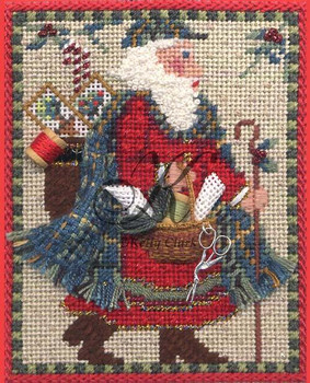 KCN1319 Old World Stitching Mini Santa 3.75"w x 4.5"h 18 Mesh With Stitch guide KELLY CLARK STUDIO, LLC
