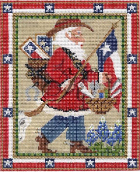 KRG04-18 Texas Stitching Santa 6"w x 7"h 18 Mesh KELLY CLARK STUDIO, LLC