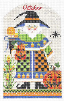 KLJ10 October Santa 4.33"w x 7.25"h 18 Mesh KELLY CLARK STUDIO, LLC