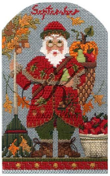 KLJ09 September Santa 4.33"w x 7.25"h 18 Mesh KELLY CLARK STUDIO, LLC