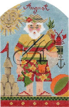 KLJ08 August Santa 4.33"w x 7.25"h 18 Mesh KELLY CLARK STUDIO, LLC