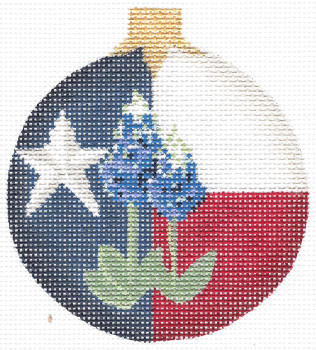KCNTX-03 Texas Blue Bonnet Ball Ornament 3.5"Round 18 Mesh KELLY CLARK STUDIO, LLC