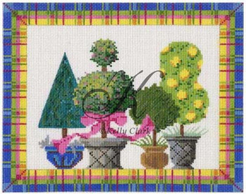 KCN90 Springtime Topiaries 10"w x 8"h 14 Mesh KELLY CLARK STUDIO, LLC