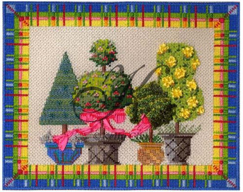 KCN90 Springtime Topiaries 10"w x 8"h 14 Mesh KELLY CLARK STUDIO, LLC