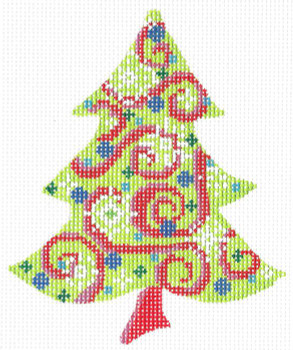 KCNT1-18 Chartreuse Swirlz-n-Snowflakes 3.75"w x 4.5"h 18 Mesh KELLY CLARK STUDIO, LLC