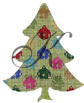 KCNT8-18 Jingle Bell Tree 3.75"w x 4.5"h 18 Mesh With Stitch Guide KELLY CLARK STUDIO, LLC