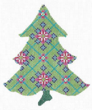 KCNT5-18 Scandanavian Snowflake Tree 3.75"w x 4.5"h 18 Mesh With Stitch Guide KELLY CLARK STUDIO, LLC