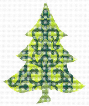 KCNT4-18 Chartreuse Damask Tree 3.75"w x 4.5"h 18 Mesh KELLY CLARK STUDIO, LLC