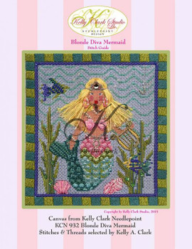 KCN932 Blonde Diva Mermaid 6.5" w x 7.25" h 14 Mesh With Stitch Guide KELLY CLARK STUDIO, LLC