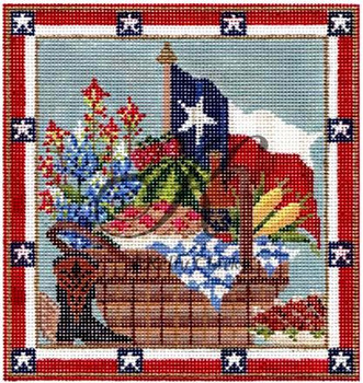 KRG08-18 Texas Picnic Basket  5.75"w x 6"h 18 Mesh With Stitch Guide KELLY CLARK STUDIO, LLC