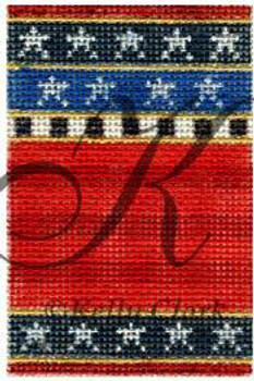 KCNFC3 Red Stripes Firecracker! 2.25"w x 3.5"h 18 Mesh With Stitch Guide  KELLY CLARK STUDIO, LLC