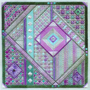 FLUORITE FANTASY (CC) 178 x 178  Includes: embellishments Laura J Perin Designs Counted Canvas Patternn