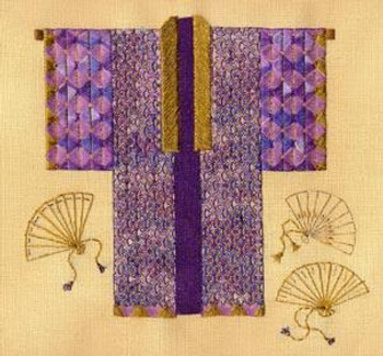 KIMONO WITH FANS W/EMB  Laura J Perin Designs Counted Canvas Pattern Only