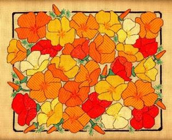 CALIFORNIA POPPIES Laura J Perin Designs Counted Canvas Patternn