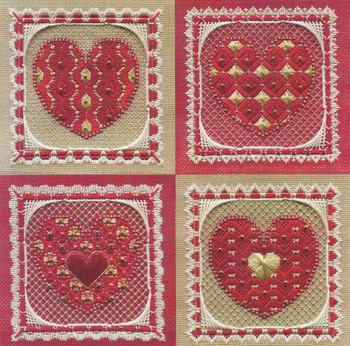 VALENTINE ORNAMENTS (CS) Laura J Perin Designs Counted Canvas Pattern