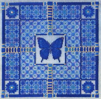BLUE BUTTERFLY (CC) 178 x 178 - 18ct canvas Laura J Perin Designs Counted Canvas Pattern