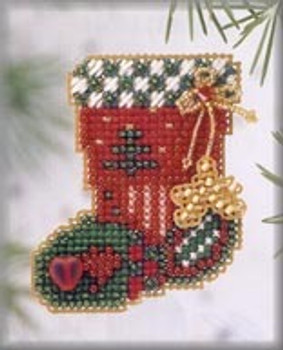 H113 Mill Hill Seasonal Ornament Kit Hearts & Star Stocking (2003)