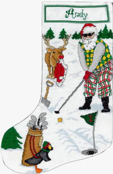 Golfing Santa Stocking by Xs And Ohs 11-2361 