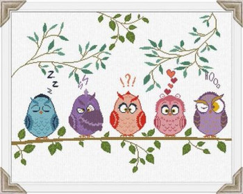 AAN328 Quatro Chiacchiere Tra Le Fronde (A Chat Between the Branches) Alessandra Adelaide Needleworks Counted Cross Stitch Pattern