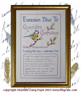 Eurasian Blue Tit - Ornithological Index Card Dinky-Dyes Filigree F-EBTOIC 