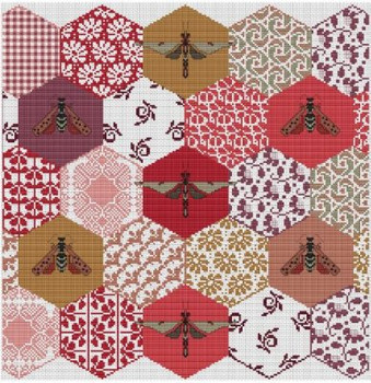 LD79 The Quilted Bees Stitch Count: 211 x 220 Long Dog Samplers