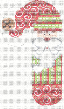 CH-21 Santa with Swirls Candy Cane 2 ¾ x 5 ¼ 18 Mesh Danji Designs CH Designs