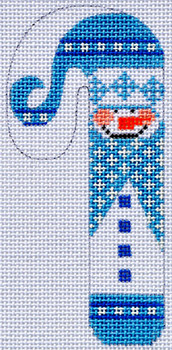 FA-07 Winter Snowman Candy Cane 2 ¼ x 4 ½ 18 Mesh Danji Designs CH Designs