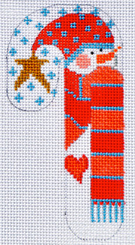 FA-01 Snowman with Striped Scarf Candy Cane 2 ¼ x 4 ½ 18 Mesh Danji Designs CH Designs