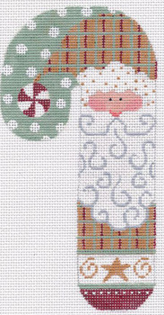 CH-11 Peppermint Santa Candy Cane 3 ½ x 6 ½ 18 Mesh CH Designs