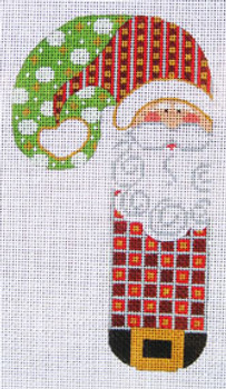 CH-08 Checkered Santa Candy Cane 3 ½ x 6 ½ 18 Mesh Danji Designs CH Designs