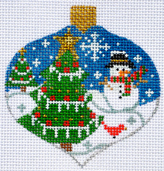 OT-02 Snowman and Tree Ornament 3 x 3 ¼ 18  Mesh Danji Designs CH Designs