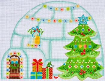 CH-81 Christmas Igloo With stitch guide 8 x 9 ½ 18 Mesh Danji Designs CH Designs