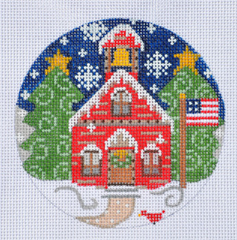 CH-76 School House Ornament 4” Round 18 Mesh Danji Designs CH Designs