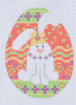 CH-71 Bunny Egg With stitch guide  2 ¾ x 3 ¾ 18 Mesh Danji Designs CH Designs