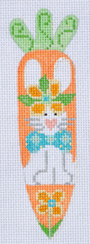 CH-66 Bunny w/ Bowtie Carrot With  stitch guide 1 ¼ x 5 ¼ 18 Mesh Danji Designs CH Designs