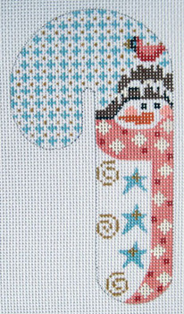 CH-43 Cardinal Snowman Candy Cane 2 ¾ x 5 ¼ 18 Mesh CH Designs