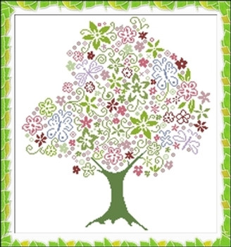 AAN115 HAPPY TREE Alessandra Adelaide Needleworks Counted Cross Stitch Pattern