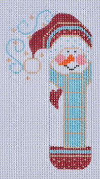 CH-134 Maroon Heart Snowman Candy Cane 2 ¾ x 5 ¼ 18 Mesh CH Designs