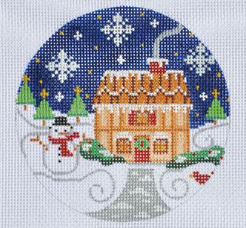 CH-128 Brown House Ornament 4” Round 18 Mesh Danji Designs CH Designs