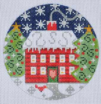 CH-126 Red House Ornament 4” Round 18 Mesh Danji Designs CH Designs