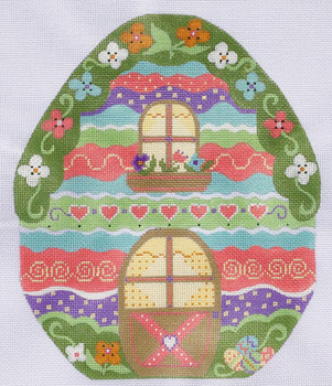 CH-115 Spring Egg House With stitch guide 7 ¼ x 9 ¼ 18 Mesh CH Designs