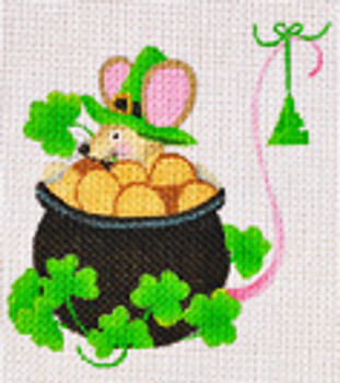 LD-35 St. Patrick’s Day Mouse 4 ½ x  4 1/2 18 Mesh LAINEY DANIELS