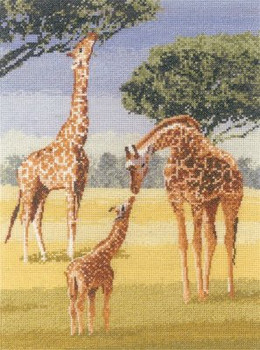 HCK1023 Heritage Crafts Kit Giraffes by John Clayton - Power & Grace 8.75" x 12.75"; Evenweave; 27ct 