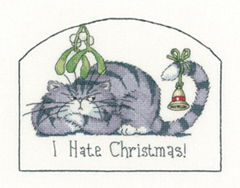 HCK1287 Heritage Crafts Kit I Hate Christmas - Cats Rule by Peter Undersell 7" x 5.5"; Evenweave; 27ct 