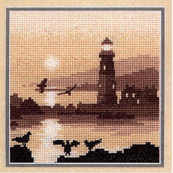 HCK532 Heritage Crafts Kit Guiding Light - Silhouettes by Phil Smith 5" x 5"; Evenweave; 28ct 