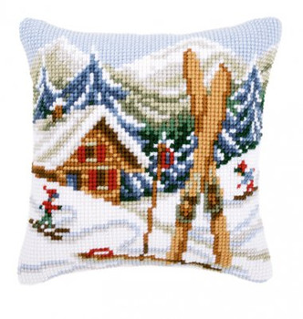 PNV21868 Vervaco Cross Stitch Kit Snow Fun Cushion Sking