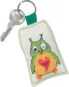 114319 Permin Keyring  Green Owl 