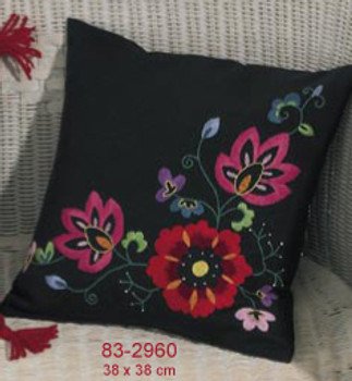 832960 Permin Red Floral Square Pillow